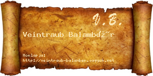 Veintraub Balambér névjegykártya